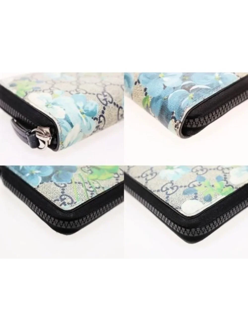 ★SOLD★ Gucci GG Blue Musprint Zip Around Zip Wallet Floral Pattern - Picture 4 of 7